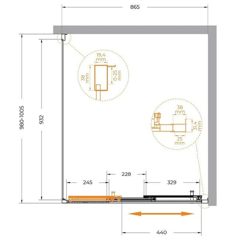 Душевой уголок Cezares Molveno 90x100 MOLVENO-AHF-31-90/100-C-CR-IV профиль Хром стекло прозрачное