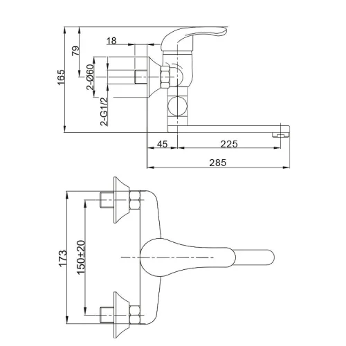 Смеситель для ванны Olive's Olisan Profi PF15102 универсальный Хром