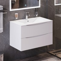 Тумба с раковиной Bond Cube 80 T01805-S05W подвесная Белая матовая МДФ / ЛДСП