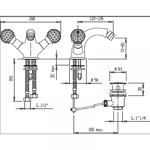 Смеситель для биде Cezares Atlantis ATLANTIS-BS1-01-Sw/M Хром латунь
