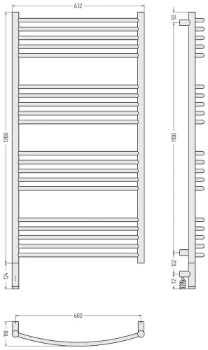Электрический полотенцесушитель Сунержа Богема 3.1 выгнутая 120x60 071-6002-1260 цвет Сатин