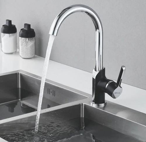 Смеситель для кухни Shevanik S6053H цвет Хром Черный