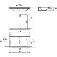 Раковина Creavit Ideal 80 ID080-00CB00E-0000 Белая фарфор подвесная, полувстраиваемая
