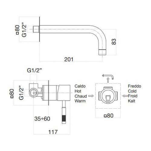 Смеситель для раковины Webert Rimini RI830606794 Золото матовое латунь