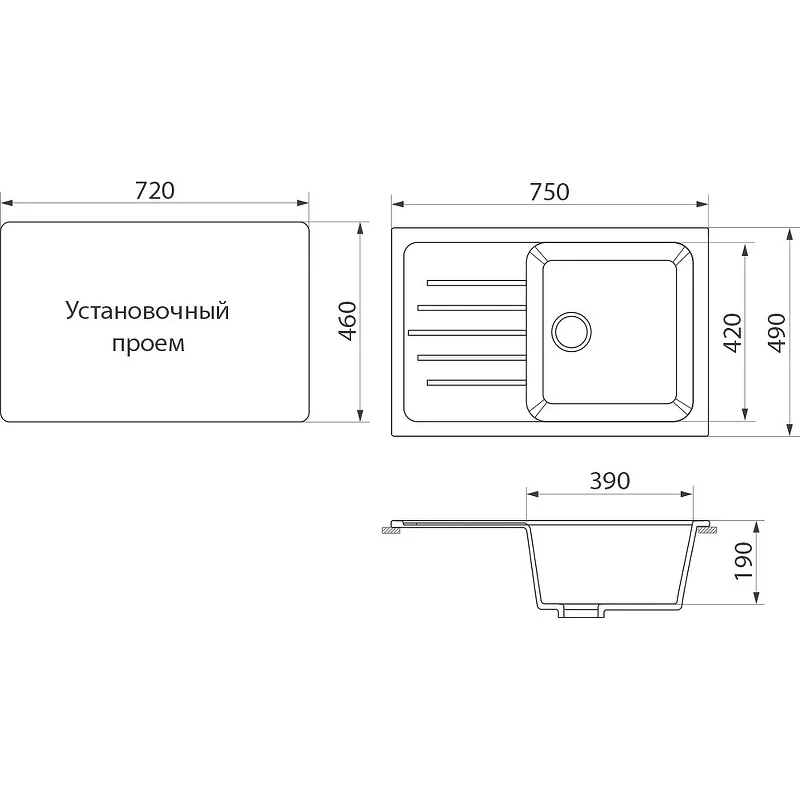 Кухонная мойка Domaci Бьелла DMC-76 DMC-76-308 Черная