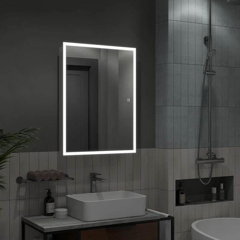 Зеркальный шкаф Reflection Cube 500х800 RF2218CB с подсветкой Белый матовый МДФ / ЛДСП, стекло