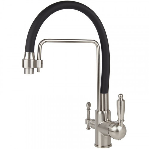 Смеситель для кухни Viko V-5615 Серебро Черный латунь