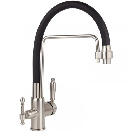 Смеситель для кухни Viko V-5615 Серебро Черный латунь