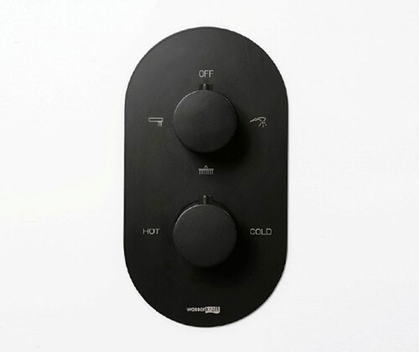 Душевая система WasserKRAFT Elbe A177477 с термостатом Черная матовая латунь встраиваемый