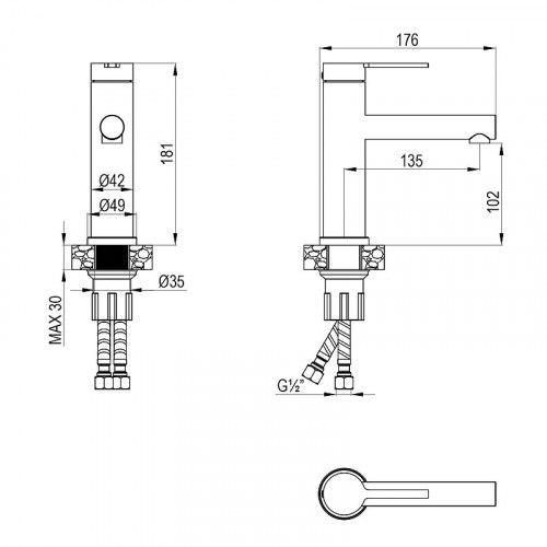 Смеситель для раковины Rossinka Rodchenko RSF-1712S-BL цвет Черный