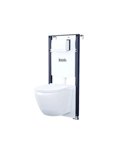 Унитаз с инсталляцией Iddis Basic BASB030i73 цвет Белый с сиденьем Микролифт и клавишей смыва цвет Белый глянцевый