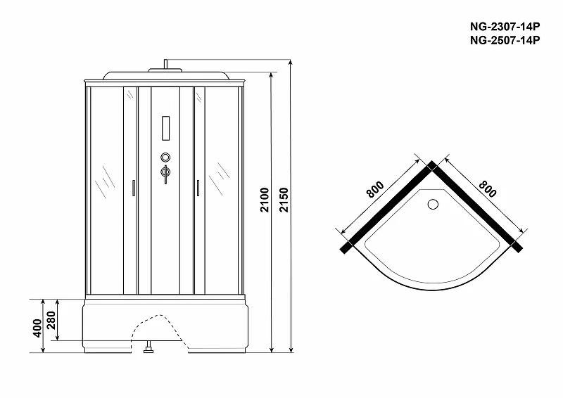 Душевая кабина Niagara Classic 80x80 NG-2307-14P без гидромассажа