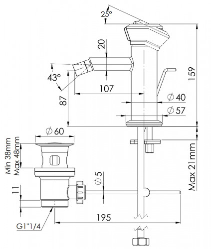 Смеситель для биде Remer Element ET20XV цвет Сталь