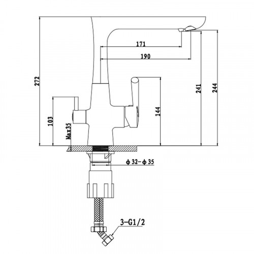 Смеситель для кухни GranFest 3223 цвет Иней
