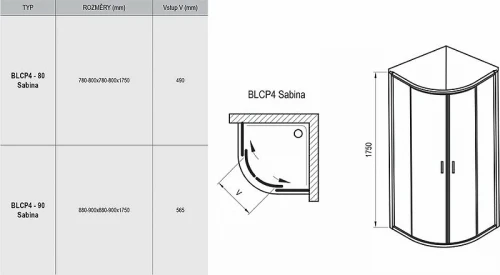 Душевой уголок Ravak Blix BLCP4-80 Sabina 80x80 3B240C40ZG профиль Хром стекло Grape