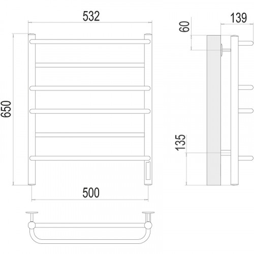 Электрический полотенцесушитель Terminus Евромикс П6 500х650 4670078531278 Хром нержавеющая сталь