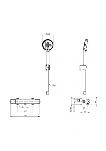 Смеситель для душа Wonzon &amp; Woghand Inn WW-B2029-A-BG с термостатом цвет Брашированное золото