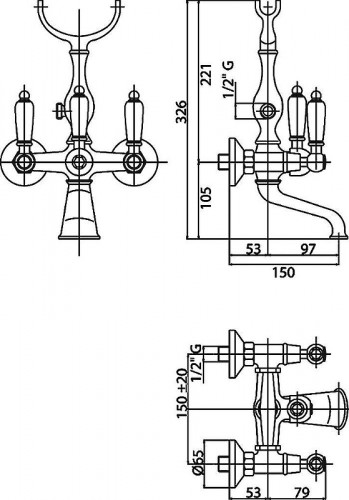 Смеситель для ванны Caprigo Adria-Classic 03-011-vot цвет Бронза