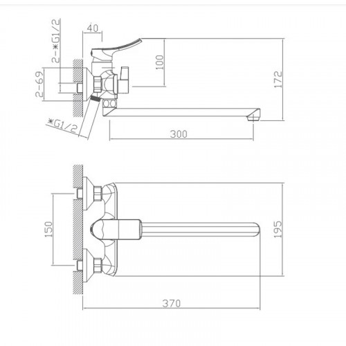 Смеситель для ванны Haiba HB22553 цвет Хром