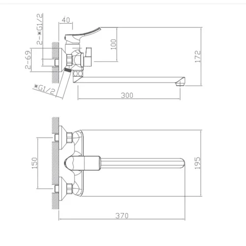 Смеситель для ванны Haiba HB22553 цвет Хром