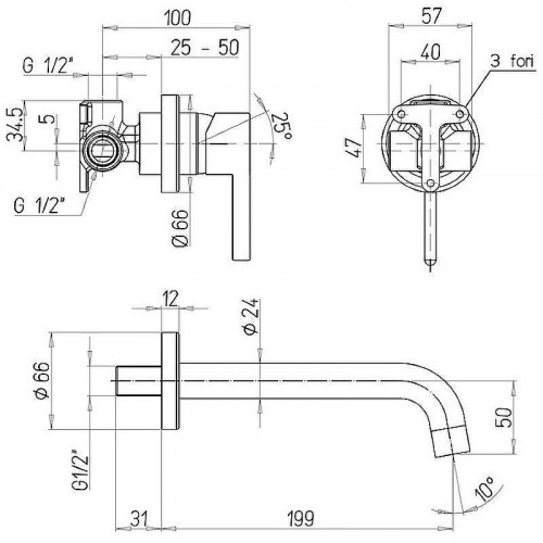 Смеситель для раковины Paini Brera 74CR208 Хром