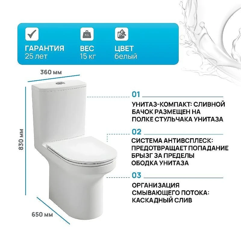 Унитаз-компакт Jacob Delafon Elite E20997-00 с бачком и сиденьем Микролифт