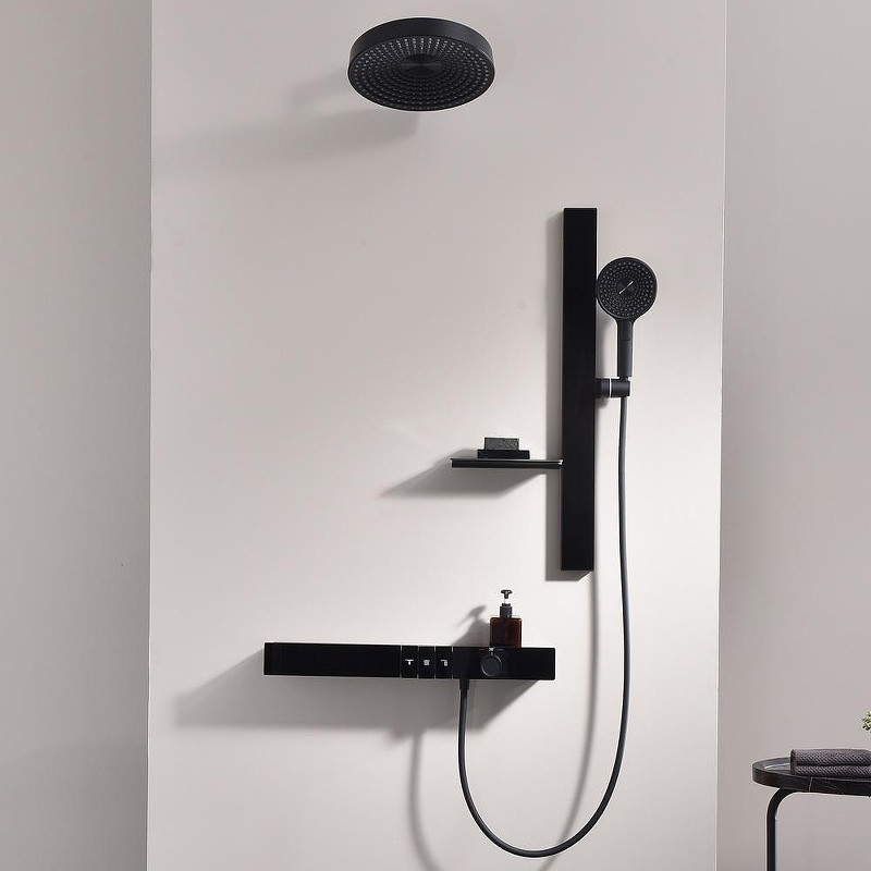 Душевая система Black&White Gravity GH-9025N-MB 9025MB с термостатом цвет Черный матовый