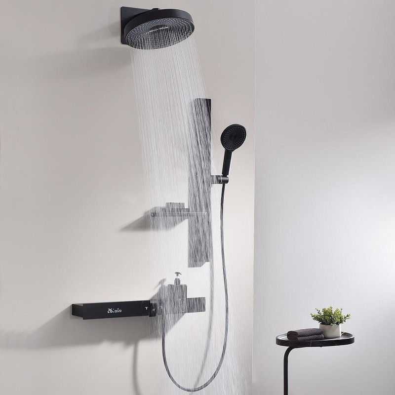 Душевая система Black&White Gravity GH-9025N-MB 9025MB с термостатом цвет Черный матовый
