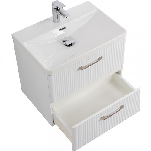 Тумба под раковину BelBagno Due 50 DUE-500-2C-SO-BM-P подвесная Белый металлик МДФ / ЛДСП