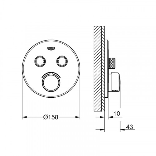 Смеситель для душа Grohe Grohtherm SmartControl 29145000 Хром латунь встраиваемый
