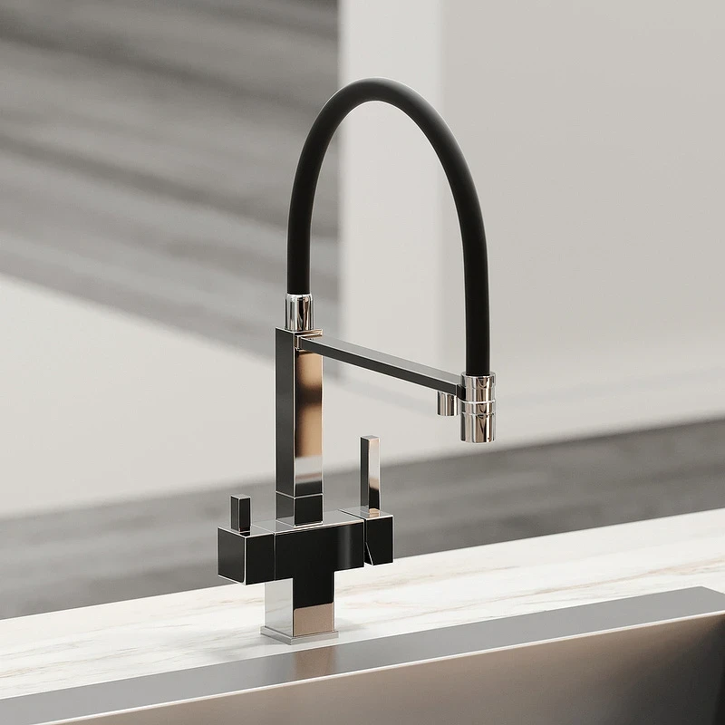 Смеситель для кухни Sancos Moro SC4006CH Хром Черный латунь