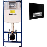 Инсталляция beWash BW74 K500RZVP0500SYC00000 для унитаза с клавишей смыва Черное стекло Хром пластик