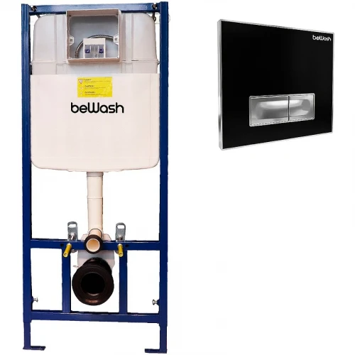 Инсталляция beWash BW74 K500RZVP0500SYC00000 для унитаза с клавишей смыва Черное стекло Хром пластик
