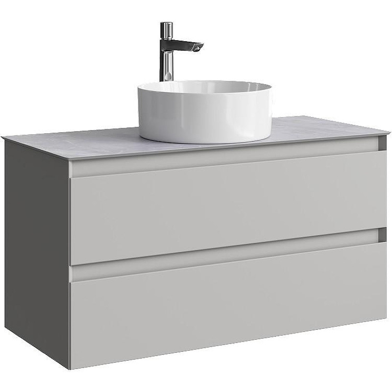 Тумба под раковину Aqwella Geometria 100 GE01102ST подвесная Серый туман