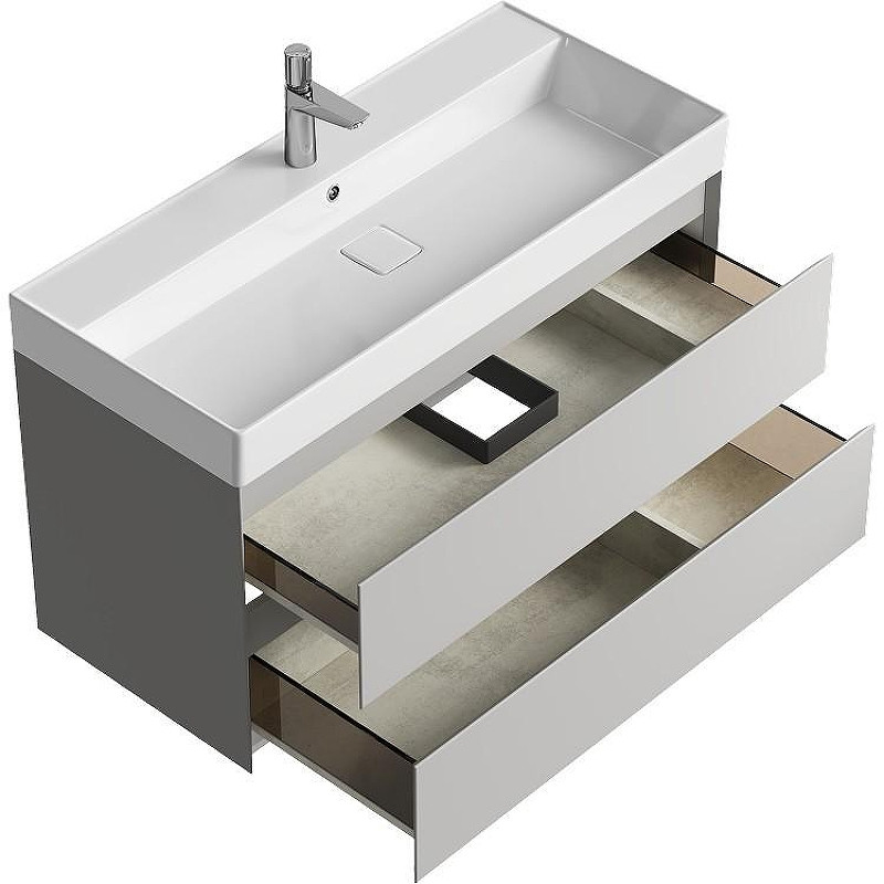 Тумба под раковину Aqwella Geometria 100 GE01102ST подвесная Серый туман