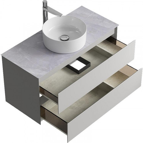 Тумба под раковину Aqwella Geometria 100 GE01102ST подвесная Серый туман