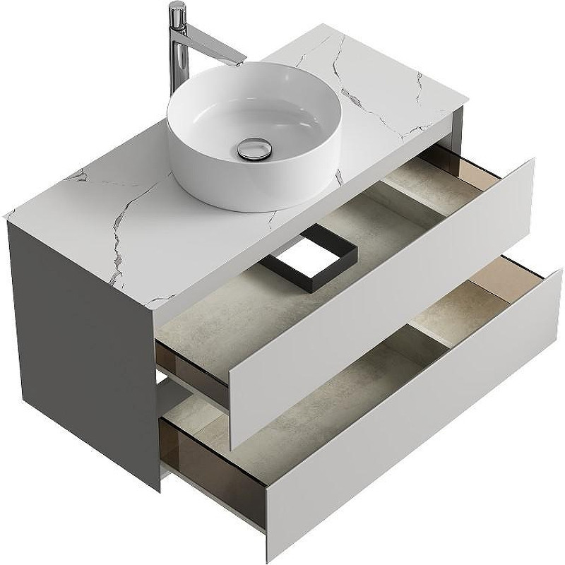 Тумба под раковину Aqwella Geometria 100 GE01102ST подвесная Серый туман