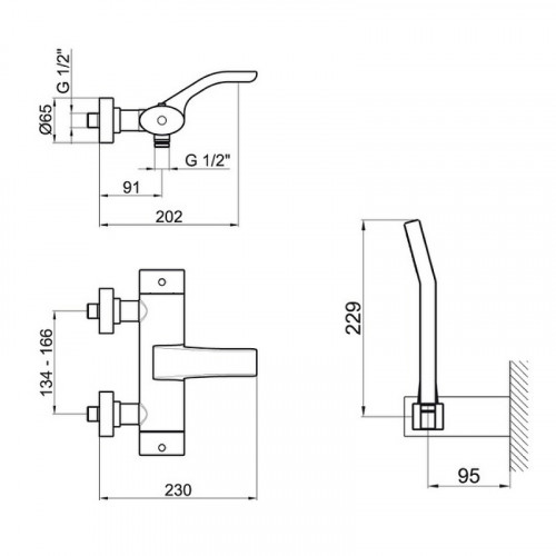 Смеситель для ванны Webert Wolo WO980201564 Черный матовый на стену