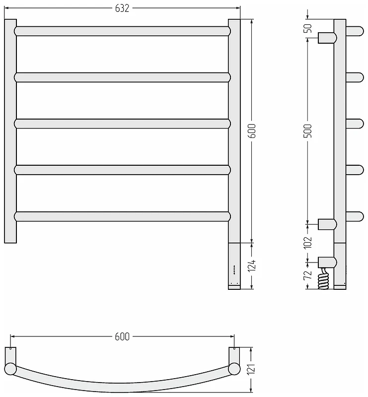 Электрический полотенцесушитель Сунержа Галант 3.1 60x60 00-6001-6060 Без покрытия