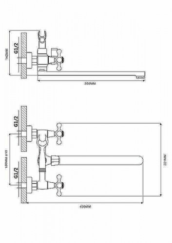 Смеситель для ванны Ekko E22019 универсальный Хром