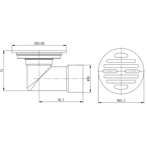 Душевой трап Raglo 100x100 R605.10.09 с решеткой Графит матовый
