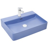 Раковина WeltWasser Elbach 2173 MBL 60 10000004506 Голубой матовый фаянс накладная