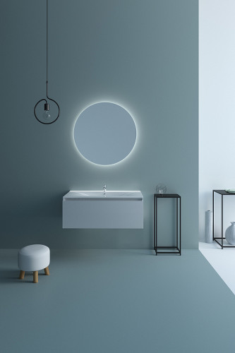 Тумба с раковиной SanVit Кубэ-1 90 kkube1090w подвесная Белая глянцевая МДФ / ЛДСП