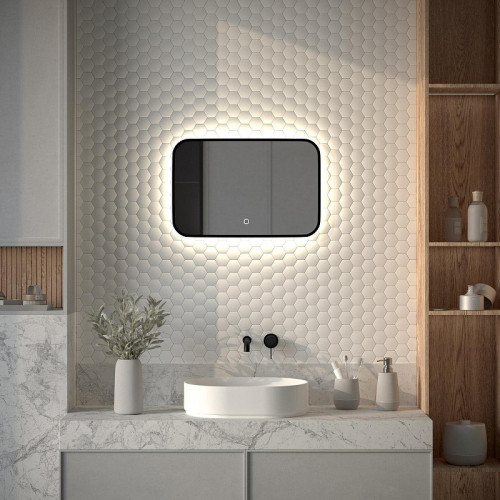 Зеркало Defesto Aura 60х40 DF 2962SH с подсветкой 17W-4500K/Сенсорный выключатель/Нейтральный белый свет/Черная рама
