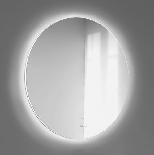 Зеркало Jorno Solo 77 Solo.02.77/W/RL с подсветкой с сенсорным выключателем и часами стекло