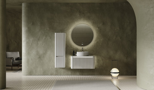 Зеркало Jorno Solo 77 Solo.02.77/W/RL с подсветкой с сенсорным выключателем и часами стекло