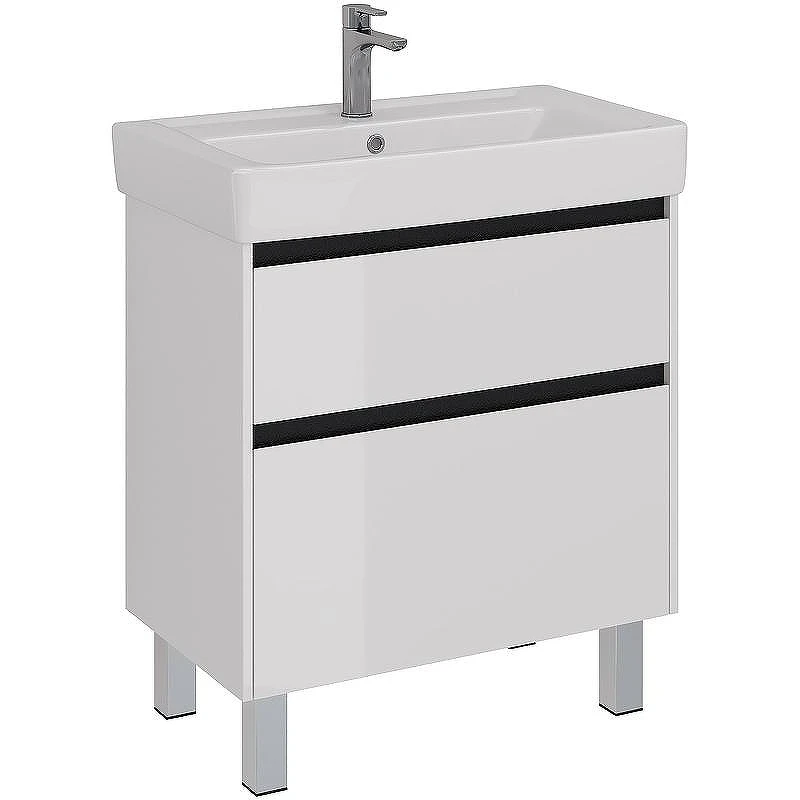 Тумба под раковину Lemark Combi 80 LM03C80T-black подвесная Белый глянец