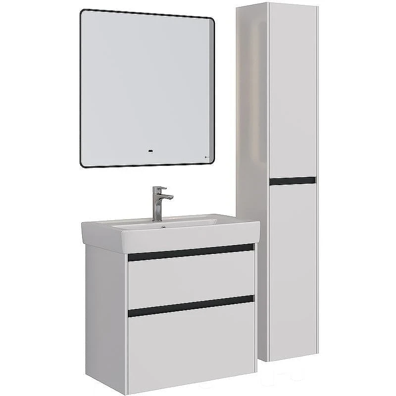 Тумба под раковину Lemark Combi 80 LM03C80T-black подвесная Белый глянец