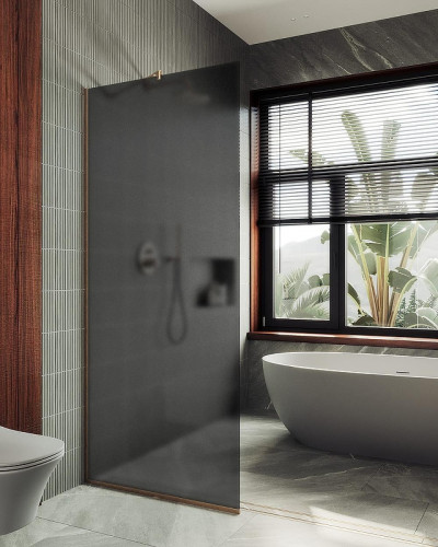 Душевая перегородка Maybah Glass MGD-694-2у 890х1950 в узком профиле Бронза стекло графитовое матовое