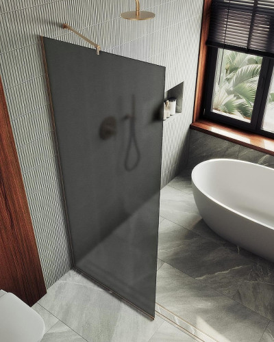 Душевая перегородка Maybah Glass MGD-694-2у 890х1950 в узком профиле Бронза стекло графитовое матовое